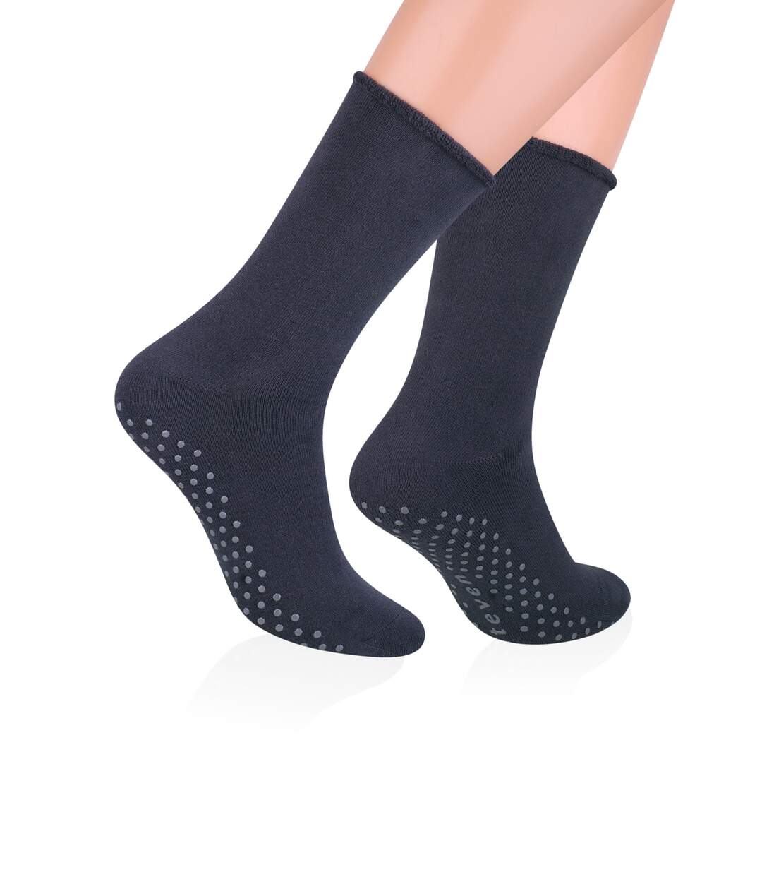 Steven - 1 Paire Homme Chaussettes Coton Antidérapantes Mi-mollet Confortable