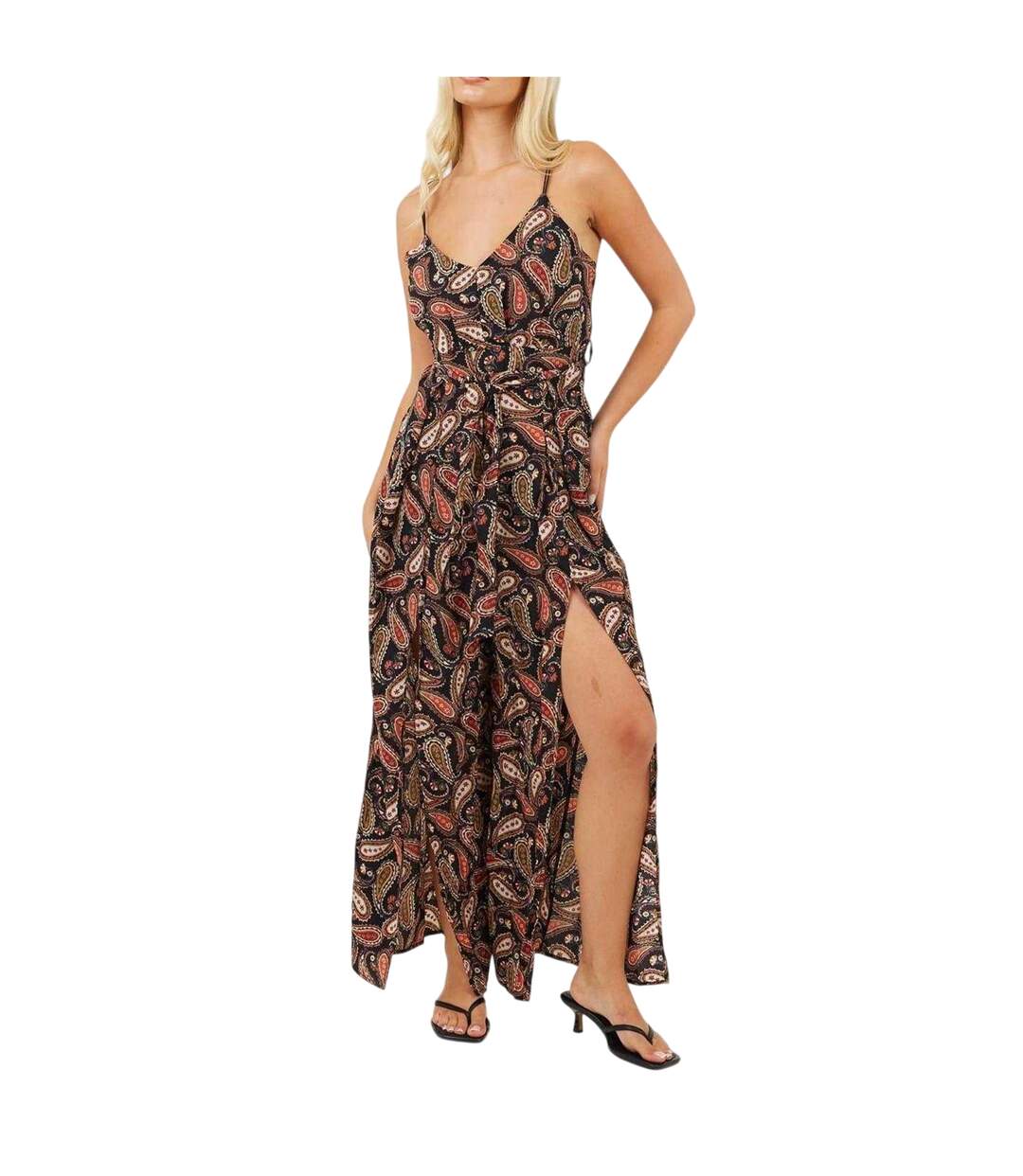 Combinaison Bretelles Fines Motif/style Cachemire Femme Noir Brave Soul-2