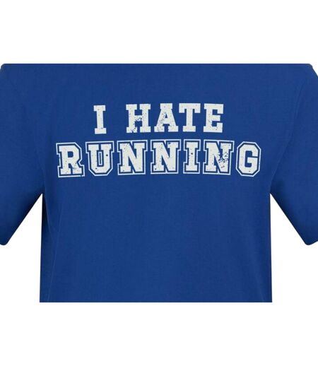 Unisex Adult I Hate Running T-shirt Blue AWD