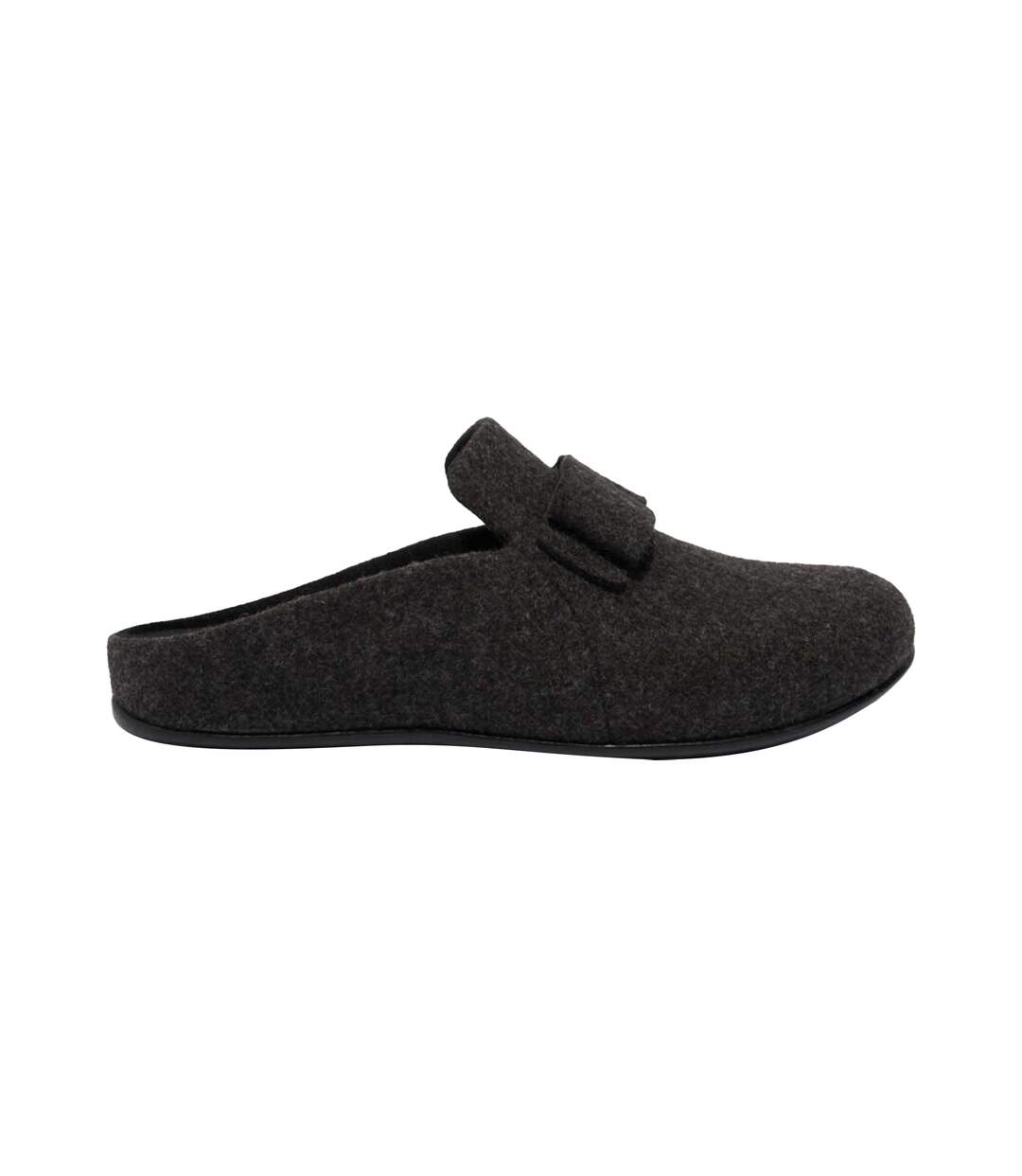 Womens/ladies Chrissie Ii Haus E01 Bow Felt Slippers Black Fit Flop-1