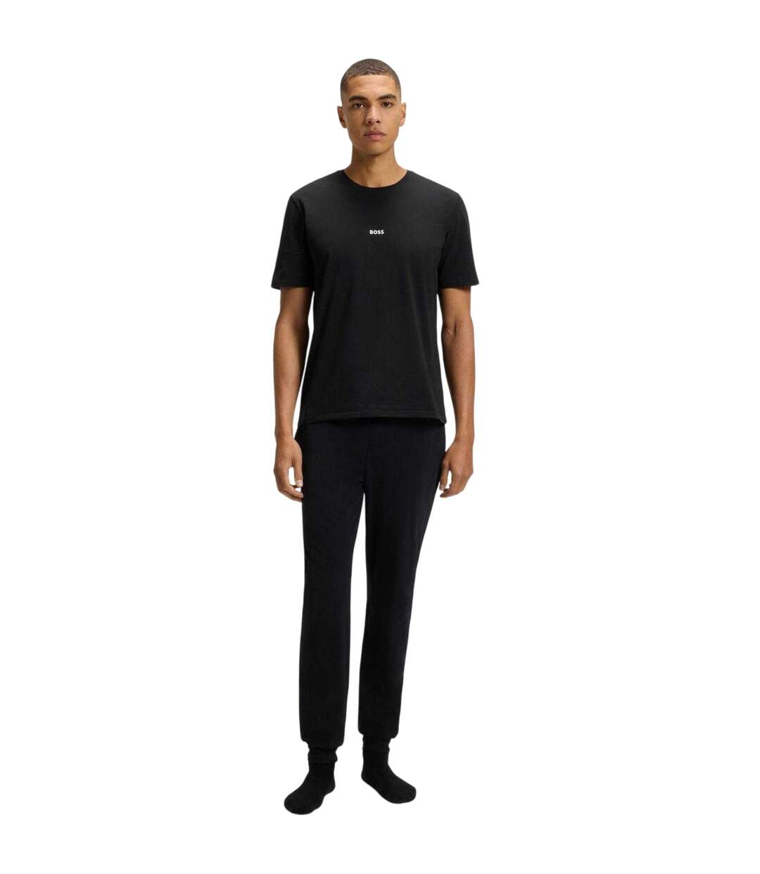 Mens Logo Polycotton Regular T-shirt Black Boss-1