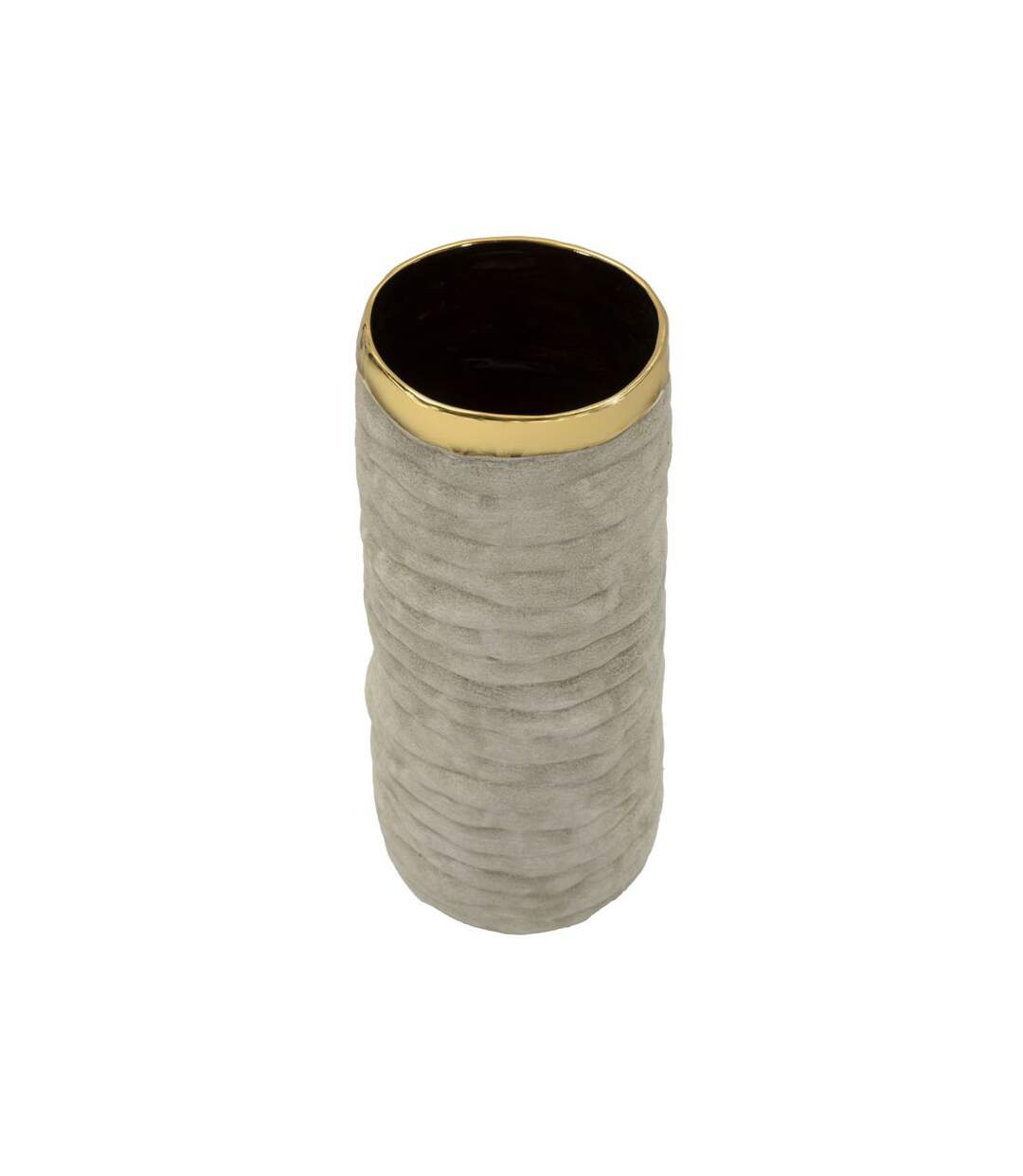 Vase Design en Céramique Lima 31cm Gris & Or-2