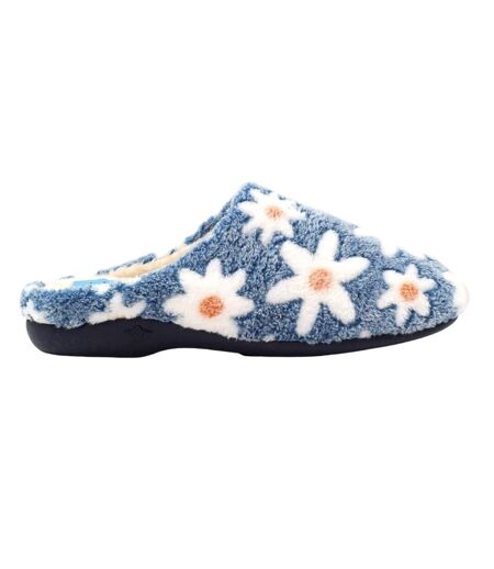 Chaussons mules plumeria femme bleu Lunar