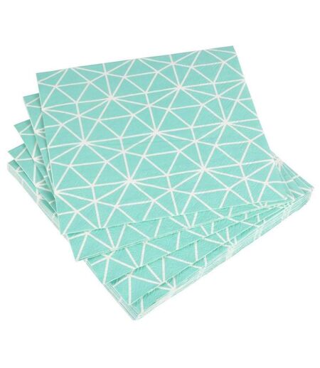 Lot de 20 Serviettes en Papier Géométrie 33x33cm Menthe