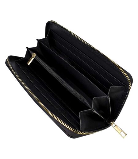 Ladies Faux Leather Wallet Large Textured Purse with Metal Detail Organiser