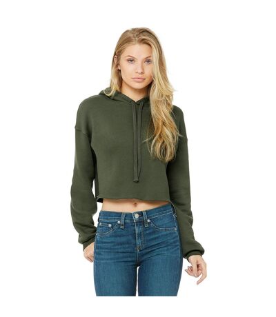 Bella + Canvas Womens/Ladies Cropped Fleece Hoodie (Military Green)