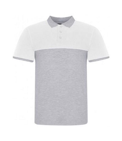 Awdis Mens Pique Colour Block Polo Shirt (Grey/White Heather) - UTPC4132