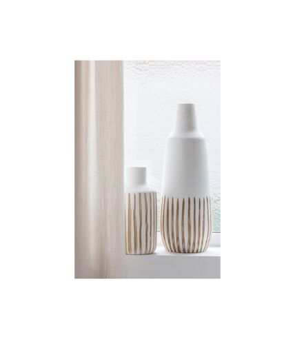 Paris Prix - Vase Design En Bois ying 33cm Blanc & Naturel