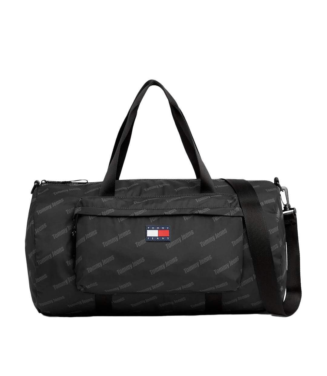 Sac de sport noir homme tommy hilfiger logo print duf-1