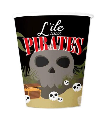 Lot de 6 Gobelets Jetables Pirates 25cl Noir