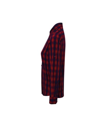 Premier Womens/Ladies Mulligan Checked Long-Sleeved Shirt (Red/Navy) - UTRW10187