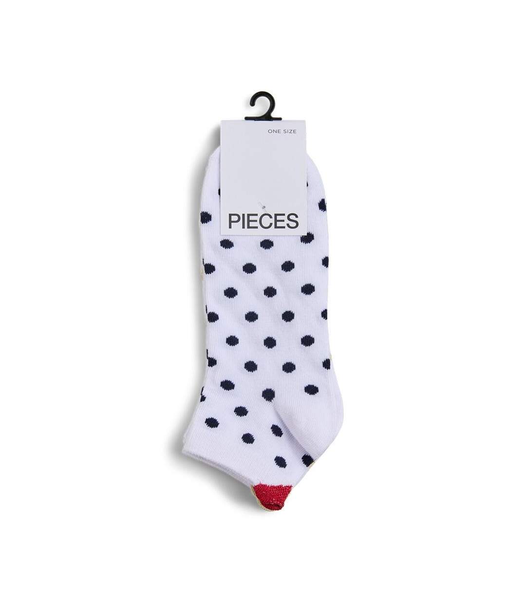 X2 paires de chaussettes blanches/pois femme pieces claura - taille unique-3