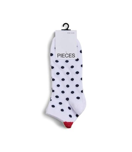 X2 paires de chaussettes blanches/pois femme pieces claura - taille unique