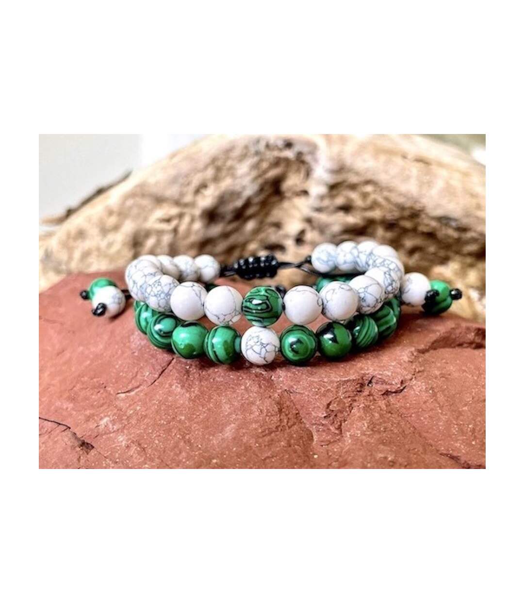 Bracelet distance Howlite et Malachite-2