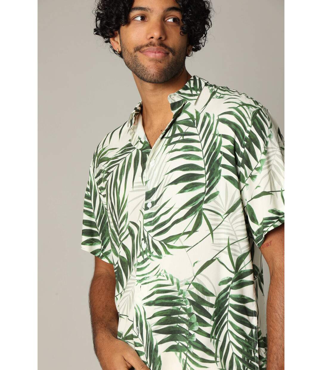 Chemise oversize en viscose avec imprimé tropical BRAZOA-3