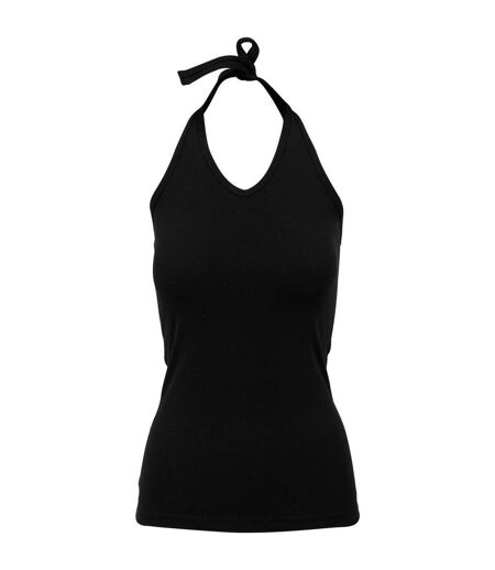 Build Your Brand Womens/Ladies Sleeveless Halter Neck Shirt (Black) - UTRW6323