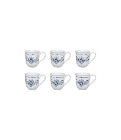 Lot de 6 Mugs en Céramique Little Cottage 32cl Blanc