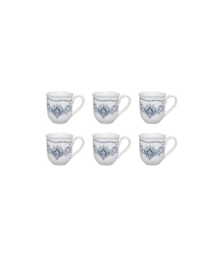 Lot de 6 Mugs en Céramique Little Cottage 32cl Blanc