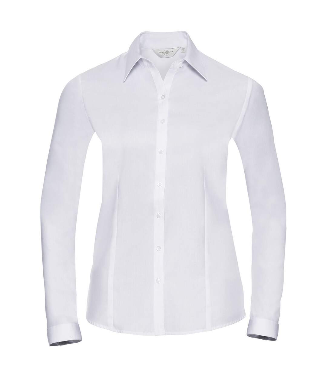 Womens/ladies Herringbone Long-sleeved Shirt White Russell Collection-1