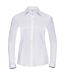 Womens/ladies Herringbone Long-sleeved Shirt White Russell Collection-1