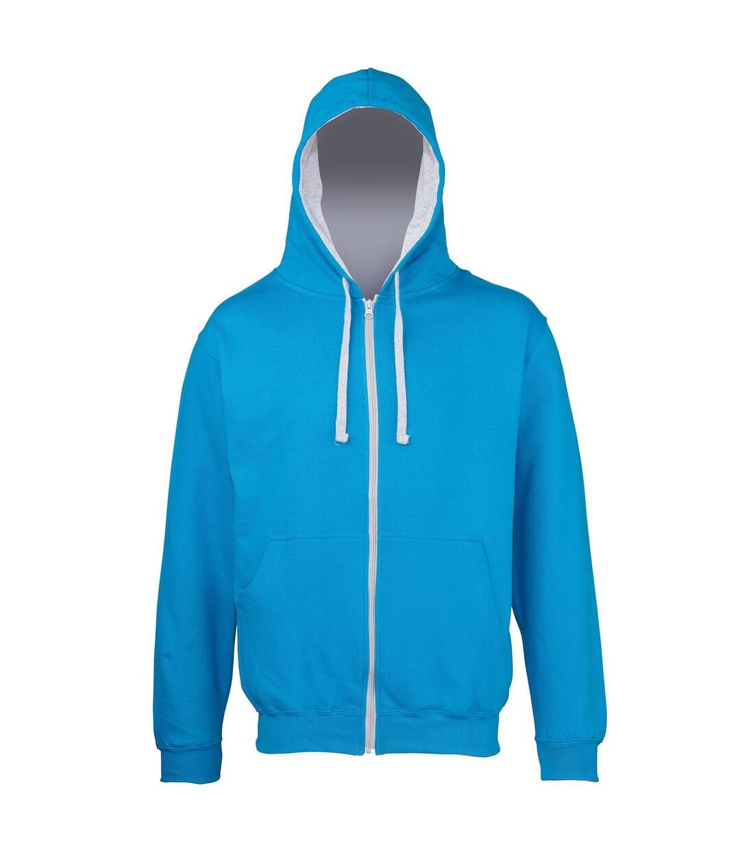 Veste zippée à capuche unisexe - JH053 - bleu saphir et gris clair