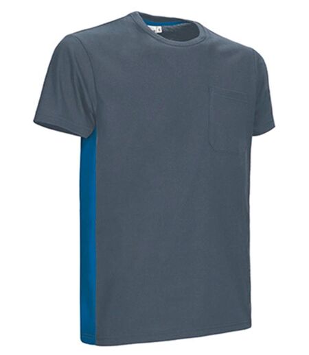 T-shirt bicolore - Unisexe - réf THUNDER - gris ciment et bleu roi