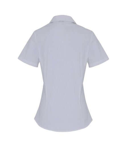 Premier Womens/Ladies Stretch Fit Poplin Short Sleeve Blouse (Silver) - UTRW6586
