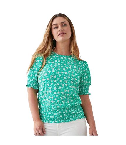 Womens/ladies ditsy print shirred top green Dorothy Perkins