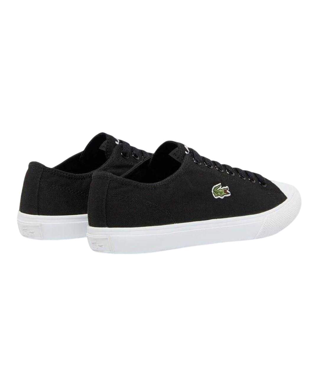 Womens/ladies Logo Leather Flat Trainers Black Lacoste-2
