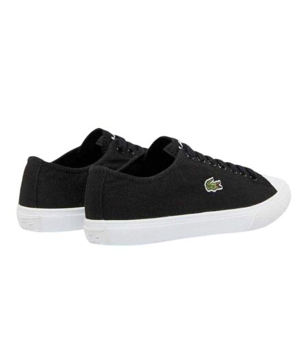 Womens/ladies Logo Leather Flat Trainers Black Lacoste