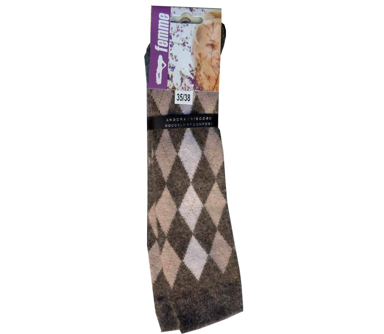 Mayflower CHO741 : Chaussettes mi-bas en angora marron pour une chaleur absolue-5
