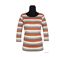 MAYFLOWER DIXIE1 - Tee-shirt manches 3/4 en coton rib : rayures crème, beige, taupe et orange-3