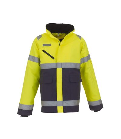 Yoko Unisex Hi-Vis Fontaine Storm Jacket (Yellow/ Navy) - UTRW6309