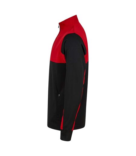 Finden & Hales Unisex Adult Quarter Zip Fleece Top (Black/Red)