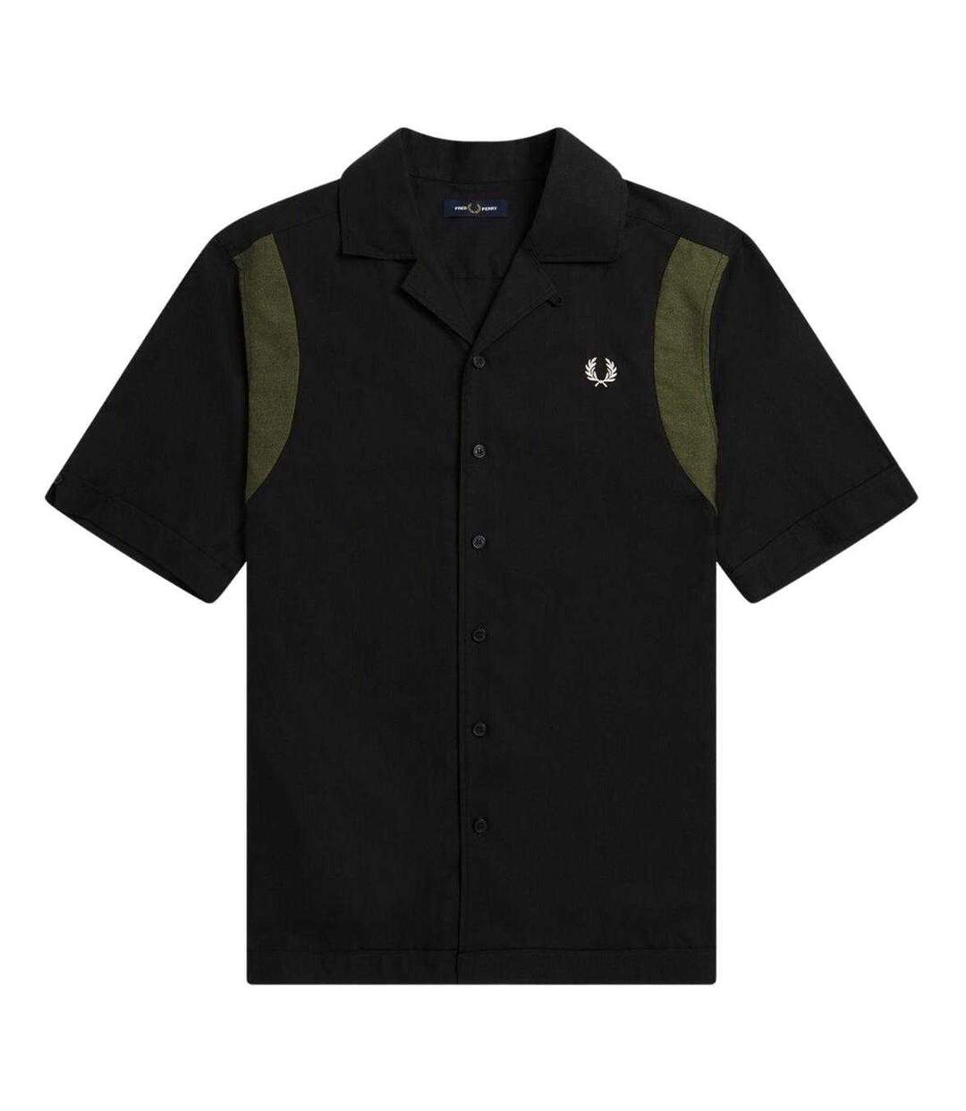 Chemise De Bowling Manches Courtes Homme Noir Fred Perry-1