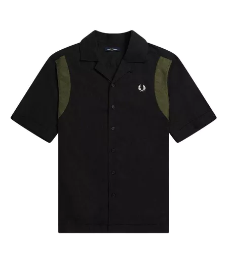 Chemise De Bowling Manches Courtes Homme Noir Fred Perry