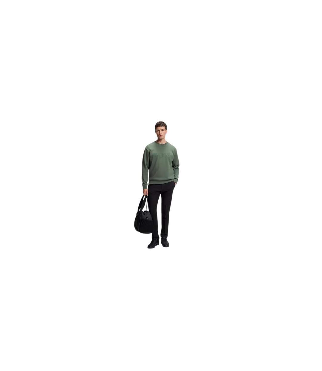 Mens Salbo Cotton Sweatshirt Green Boss-1