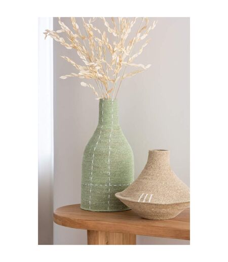 Vase Bouteille Design Pointillés Jonc de Mer 50cm Vert