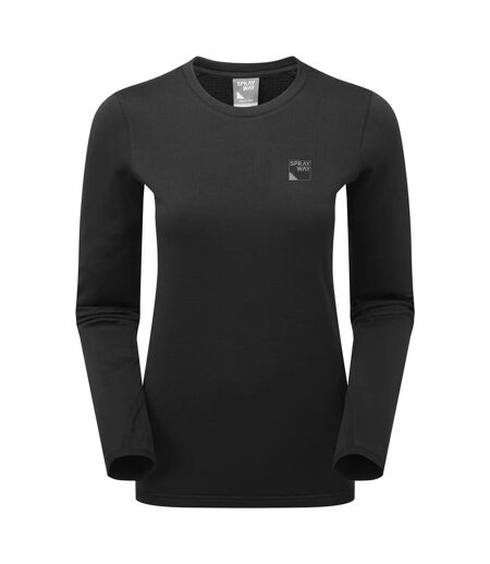 Ladies Fleece Crew Neck Top with Thumb Loops for Winter Hiking
