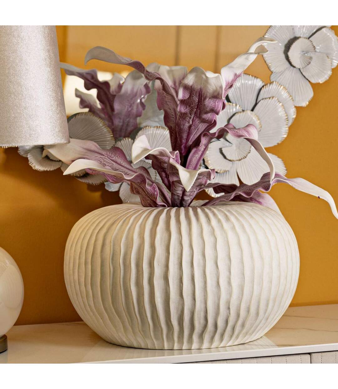 Vase Design Rainuré Icicle 40cm Crème-5