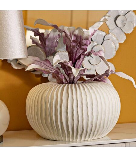 Vase Design Rainuré Icicle 40cm Crème