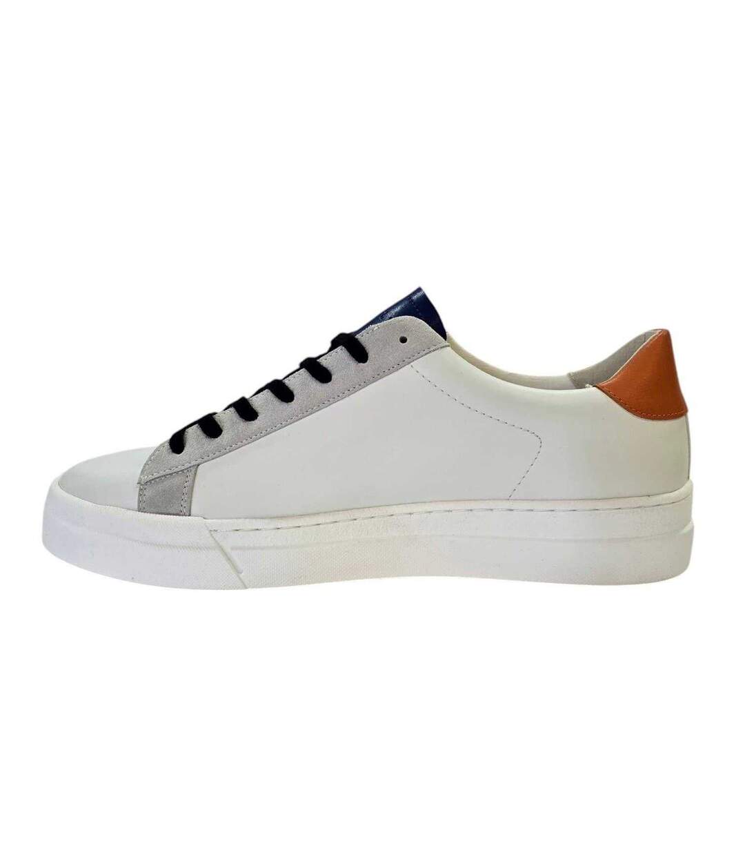 Mens Levia Leather Flat Trainers White Grey Loyalti-3