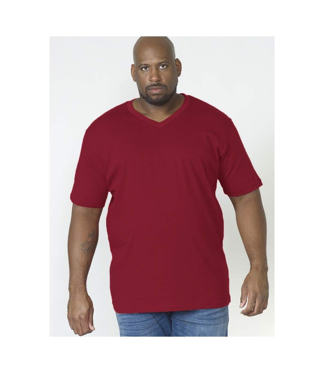 Duke - T-shirt col V SIGNATURE-2 - Homme (Rouge) - UTDC167