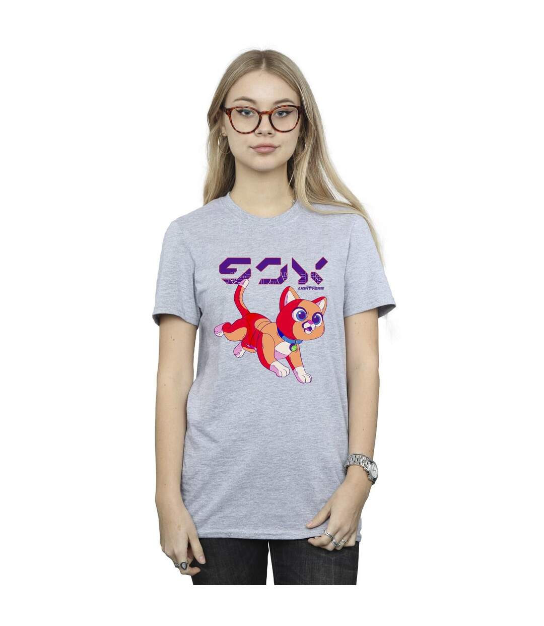 Disney Femme/Ladies Lightyear Sox Digital Cute Cotton Boyfriend T-Shirt (Gris sportif) - UTBI34124-2