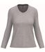 T-shirt manches longues col V - Femme - K382 - gris chiné oxford-1