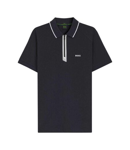 Polo Motif/style Passepoil Contrasté Homme Bleu Foncé Boss