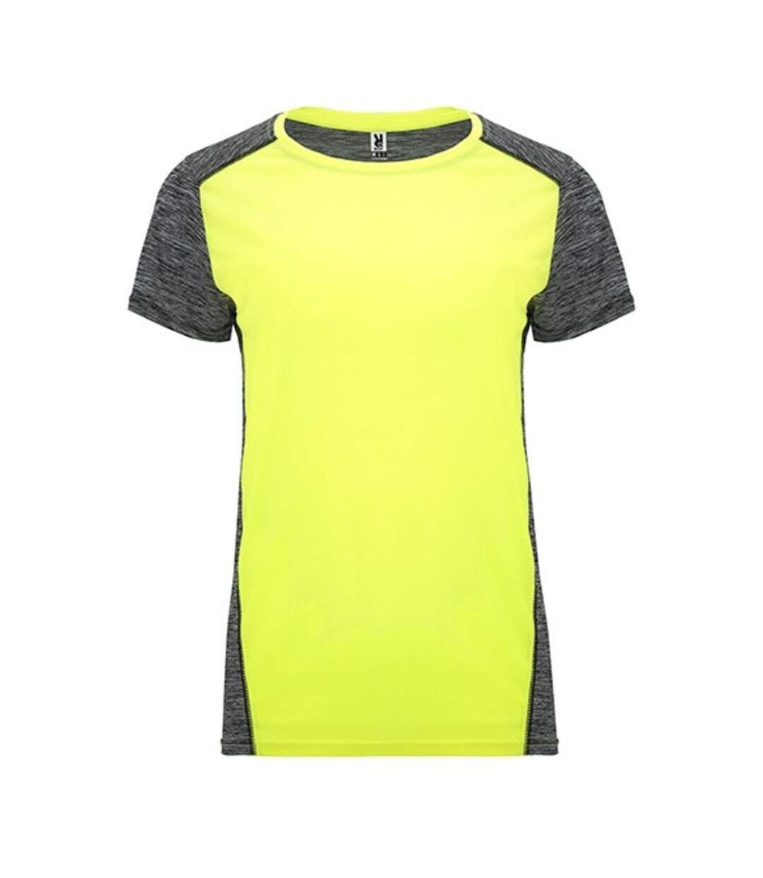 T-shirt Zolder Femme Jaune Fluo Noir Chiné Roly-1