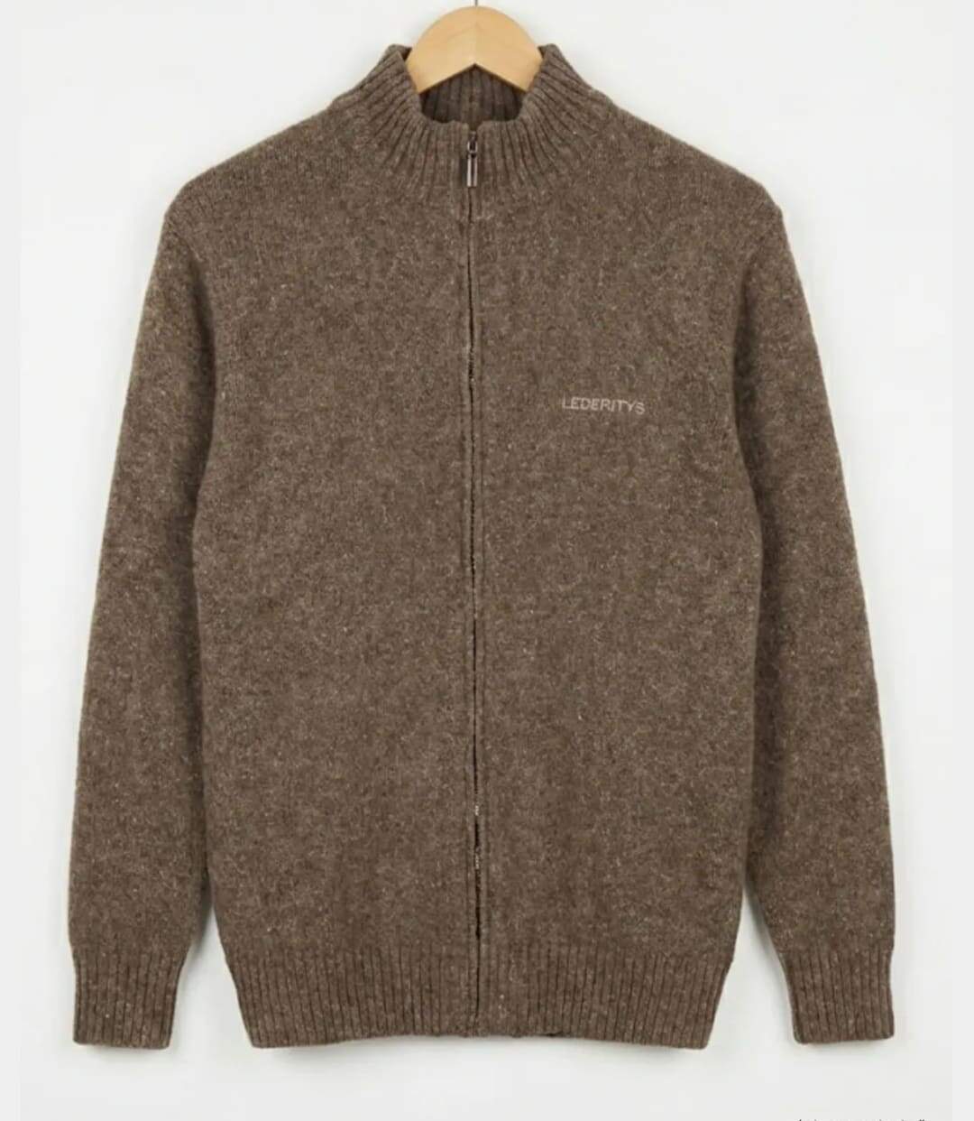 Cardigan Full Zip Homme Ledertys Marron en Laine LY0717-5