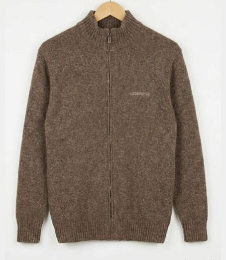 Cardigan Full Zip Homme Ledertys Marron en Laine LY0717