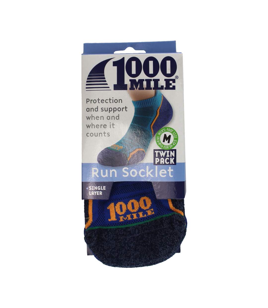 2 Pack Mens Run Socklet - Single Layer Socklet Twin Pack-2
